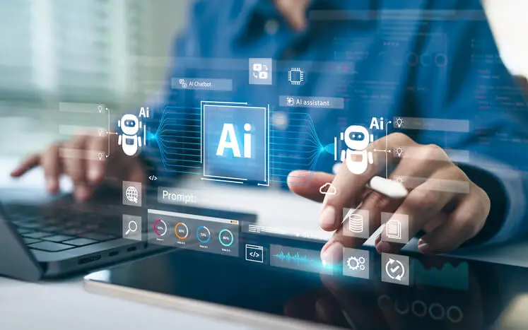 AI technology interface on laptop screen