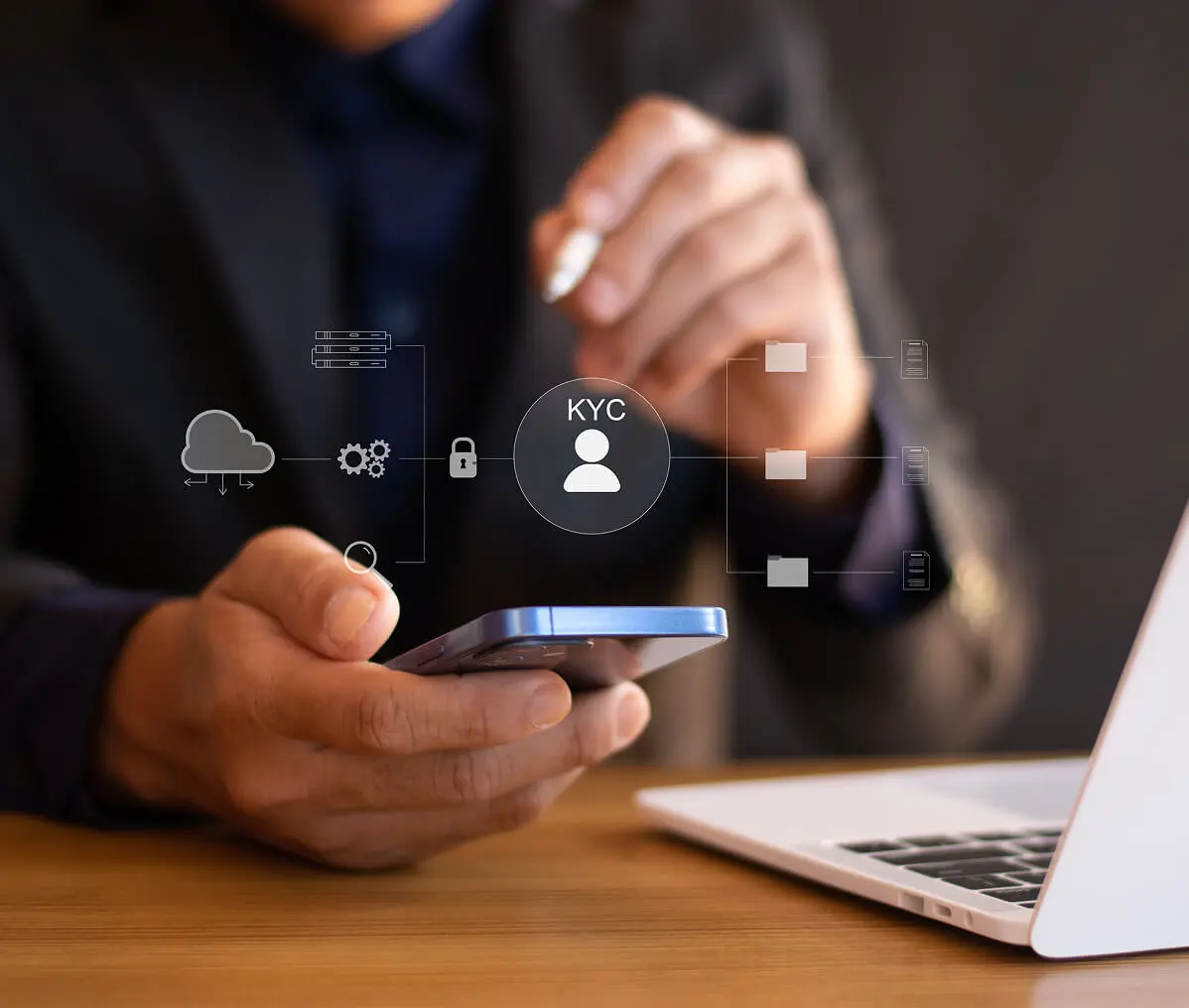 Person using smartphone for KYC verification